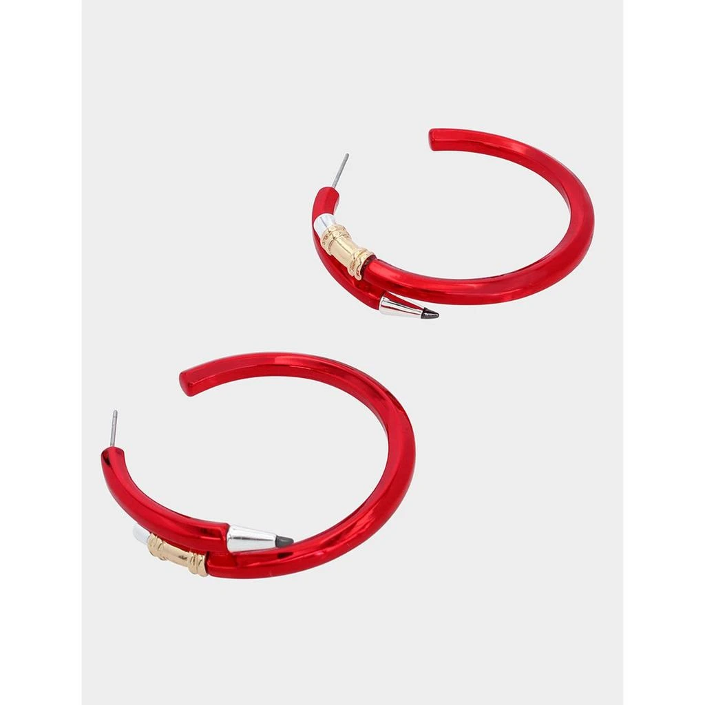 Betsey Johnson Book Smart Pencil Hoop Earrings Red 2