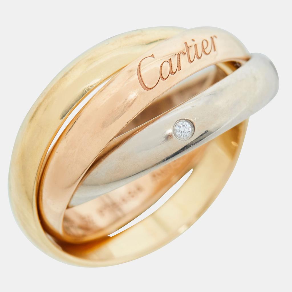 Cartier Cartier Trinity Diamonds 18k Three Tone Gold Ring Size 52