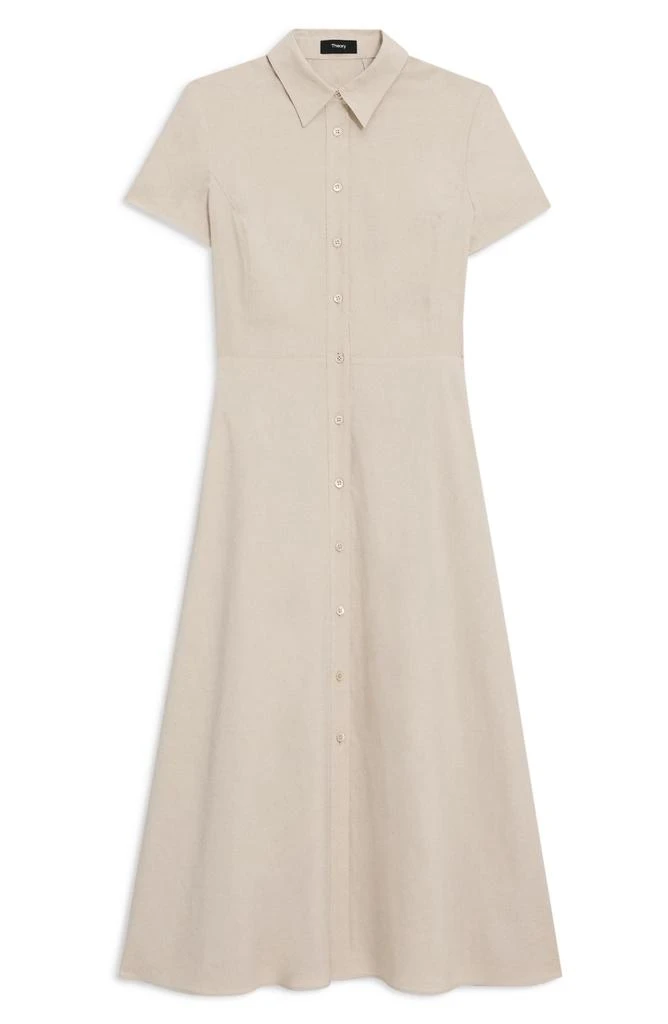 Theory Short Sleeve Linen Blend Midi Shirtdress 5