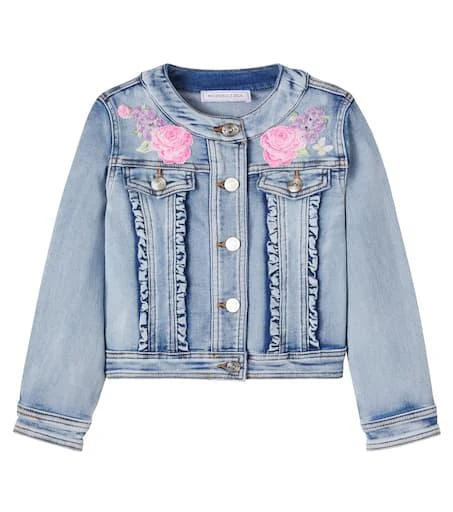 MONNALISA Embroidered denim jacket