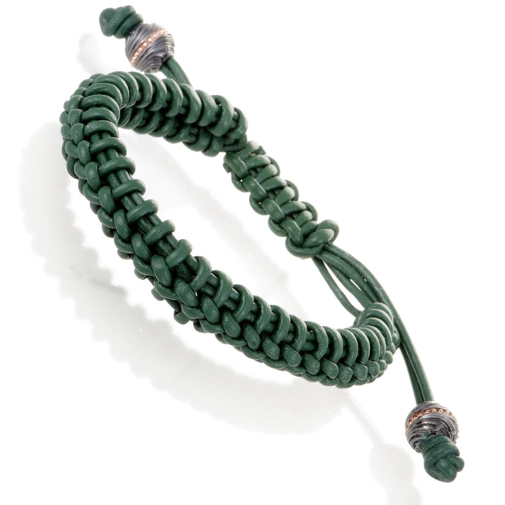 Stephen Webster No Regrets Unisex Green Leather and Gold Tone Silver Bracelet