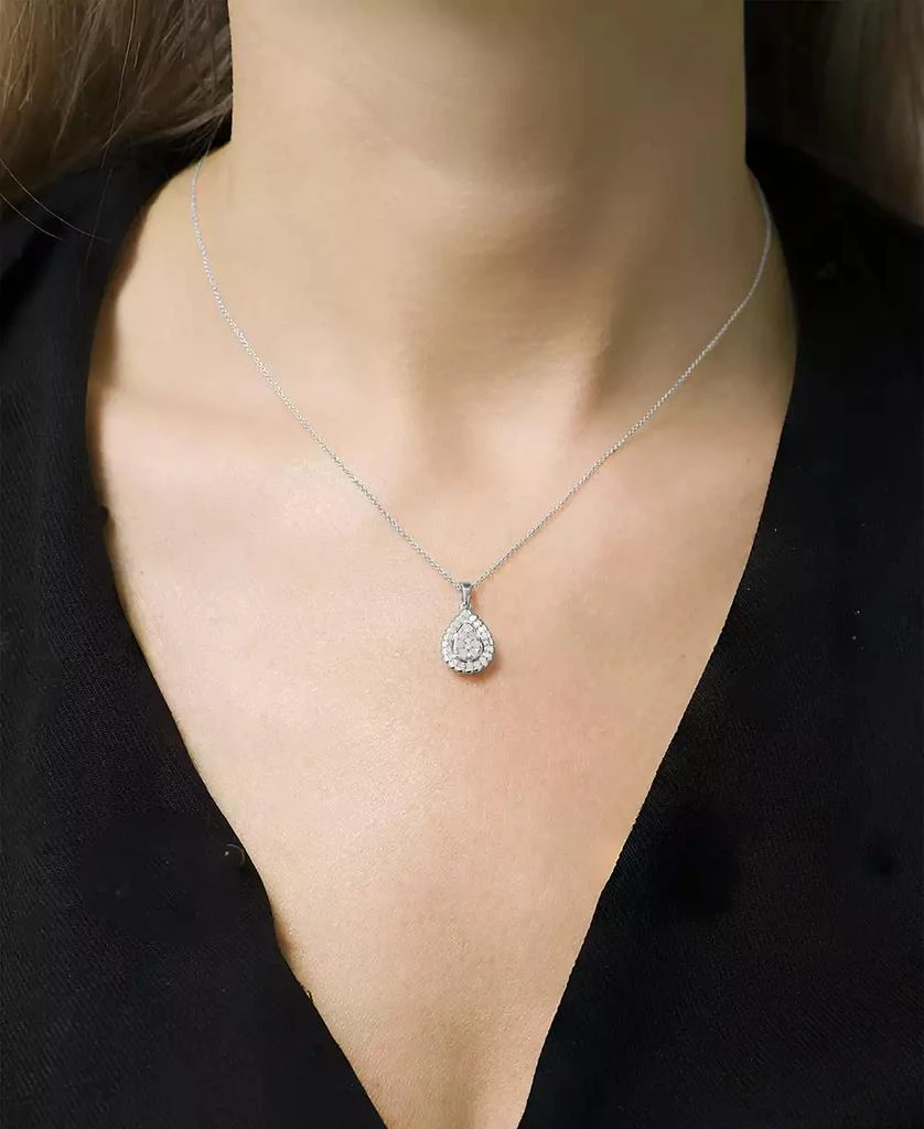 Macy's Diamond Teardrop Halo Cluster 18" Pendant Necklace (1/4 ct. t.w.) in Sterling Silver, Created for Macy's 2