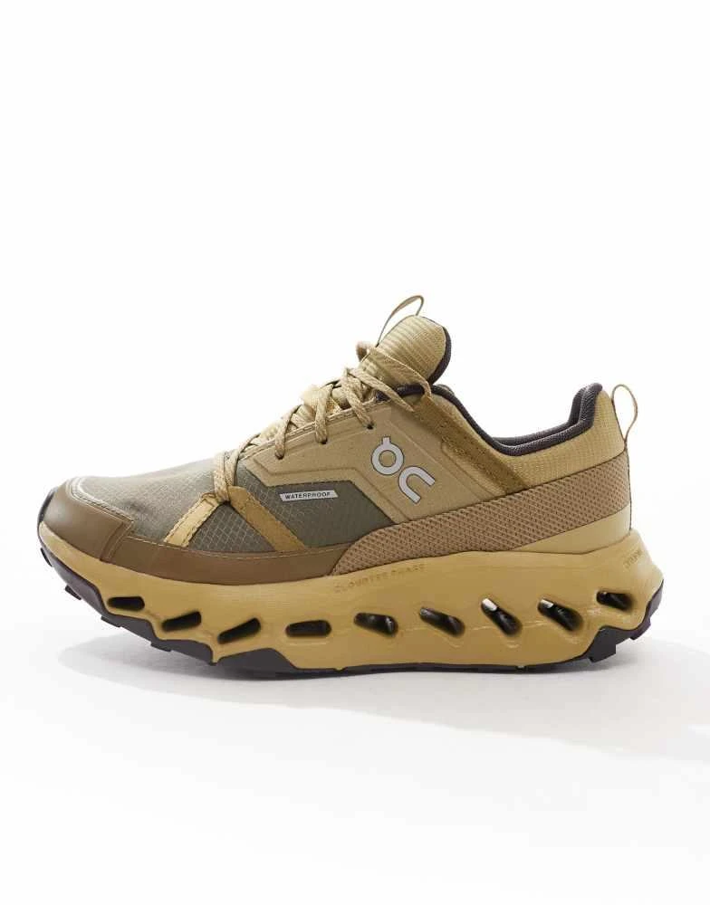 On ON Cloudhorizon waterproof all day trainers in safari brown and olive 2