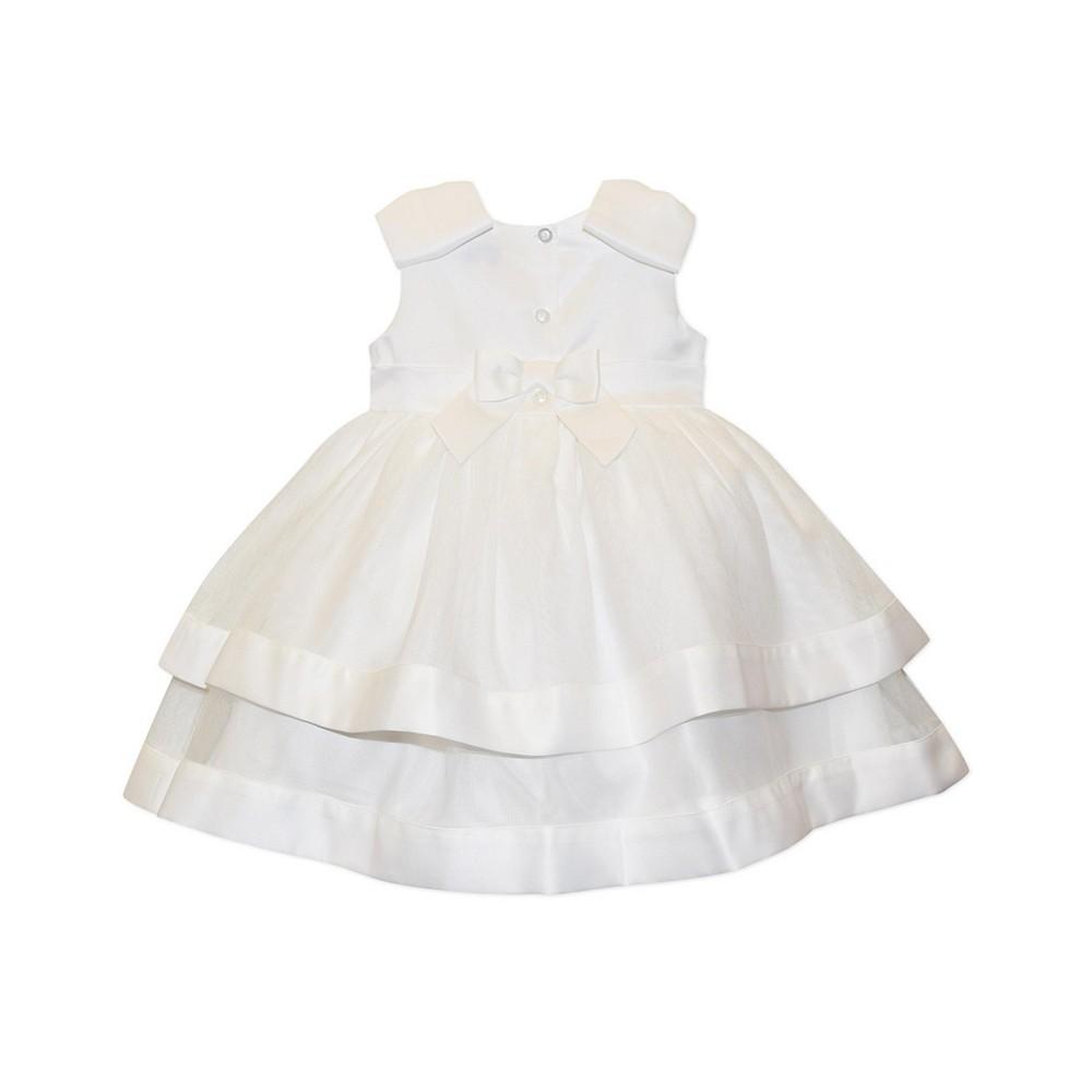 Blueberi Boulevard Baby Girls Bow-Top Jewel Waist Border Trim Dress