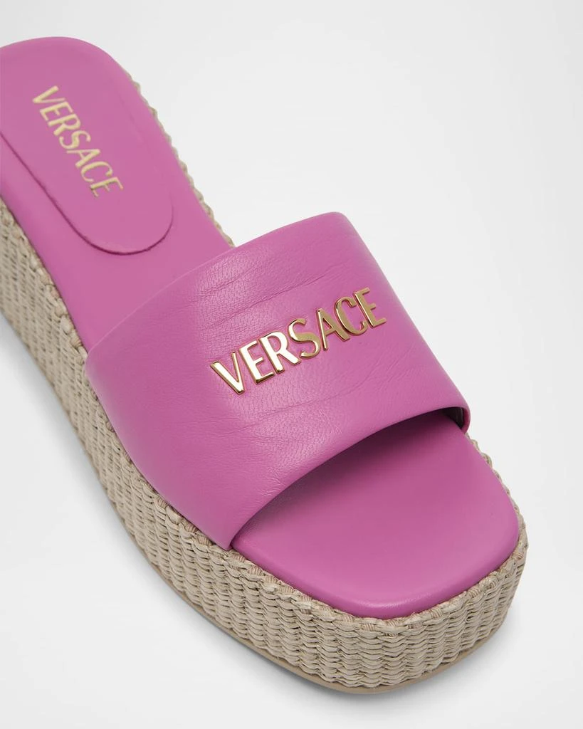 Versace Tag Platform Lambskin Leather Mules 6