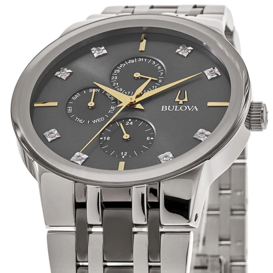 Bulova Modern Grey Diamond Dial Stainless Steel Men
s Watch 98D186 2