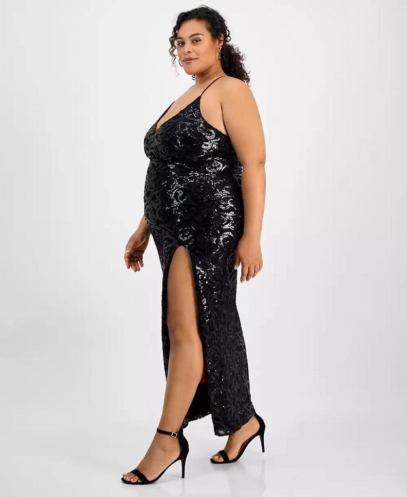 pear culture Trendy Plus Size Patterned Sequin A-Line Dress 3