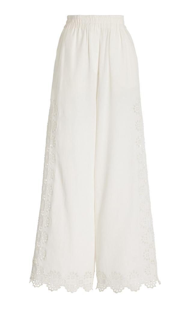 Sea Sea - Edith Cotton And Linen-Blend Wide-Leg Pants - Ivory - XS - Moda Operandi