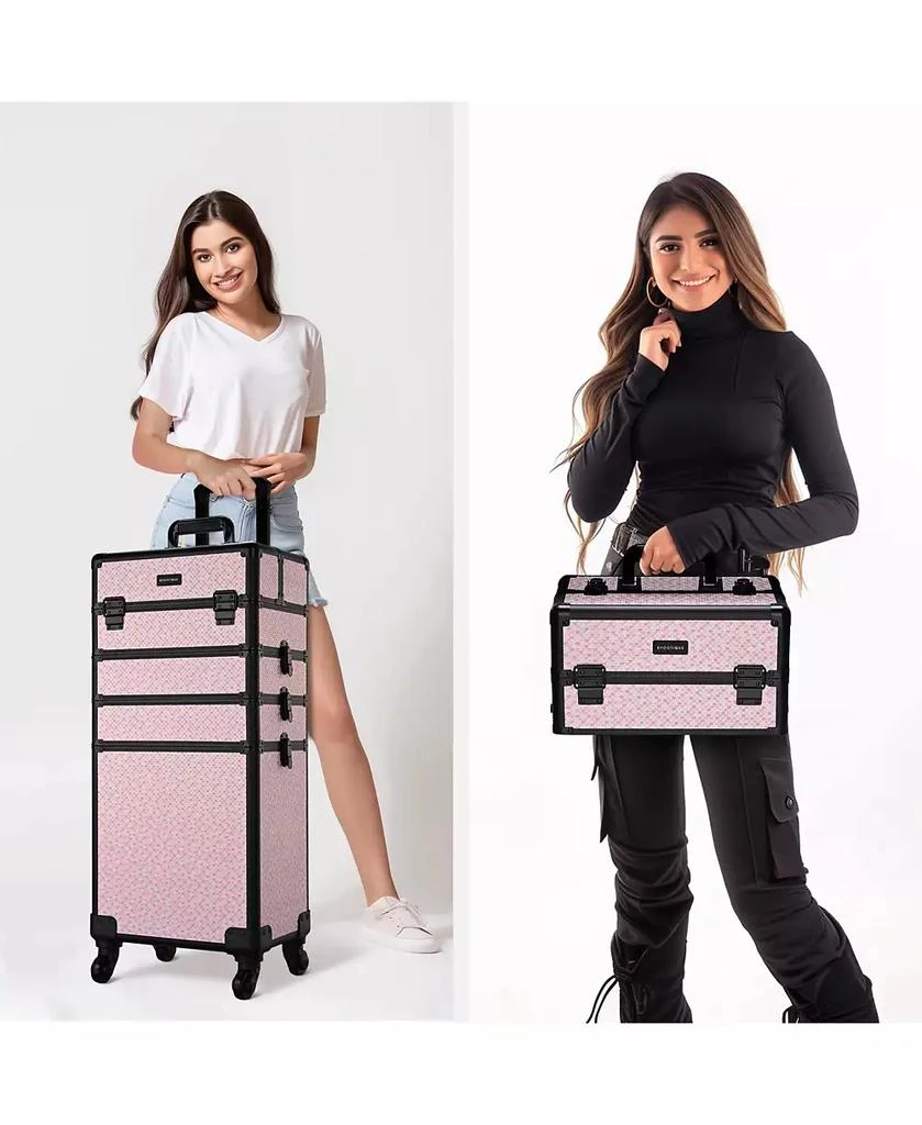 Byootique Large Rolling Makeup Case on Wheels 4in1 Cosmetology Art Deco Bloom 5