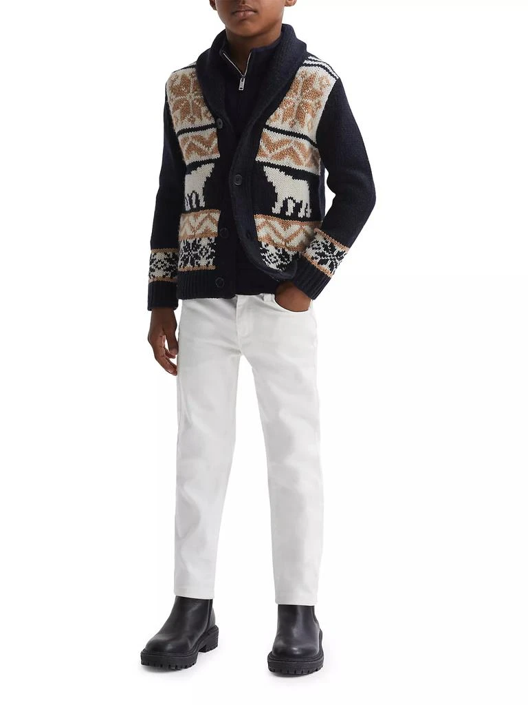 REISS Little Boy's &amp; Boy's Birch Intarsia-Knit Wool-Blend Shawl Collar Cardigan 6
