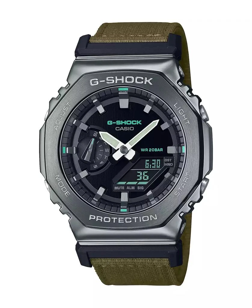 G-Shock Men's Analog-Digital Metal Cover Green Cloth Band Watch, 44.4mm, GM2100CB-3A 1
