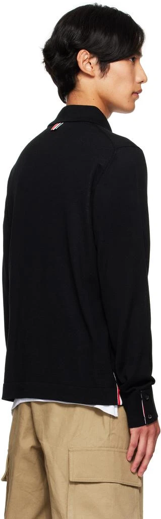 Thom Browne Black Merino Wool Jersey Stitch Long Sleeve Shirt 3