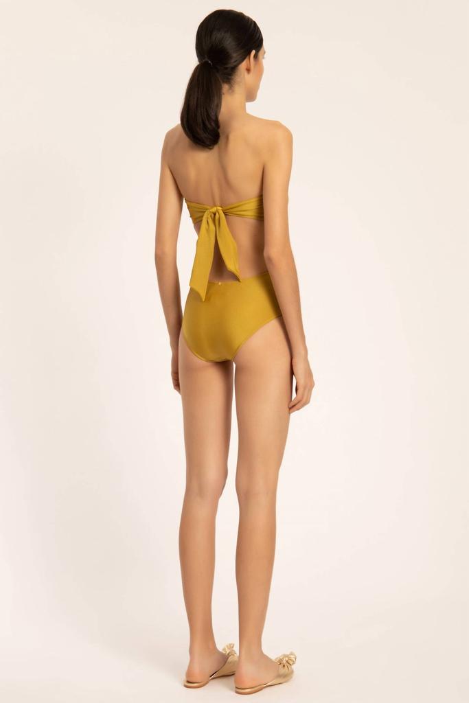 ADRIANA DEGREAS Solid Strapless Swimsuit With Cut-Outs In Citrus