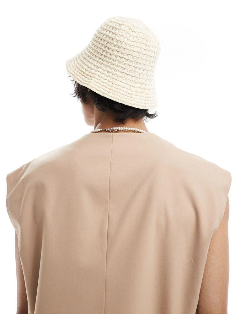 ASOS ASOS DESIGN knitted bucket hat in ecru 3