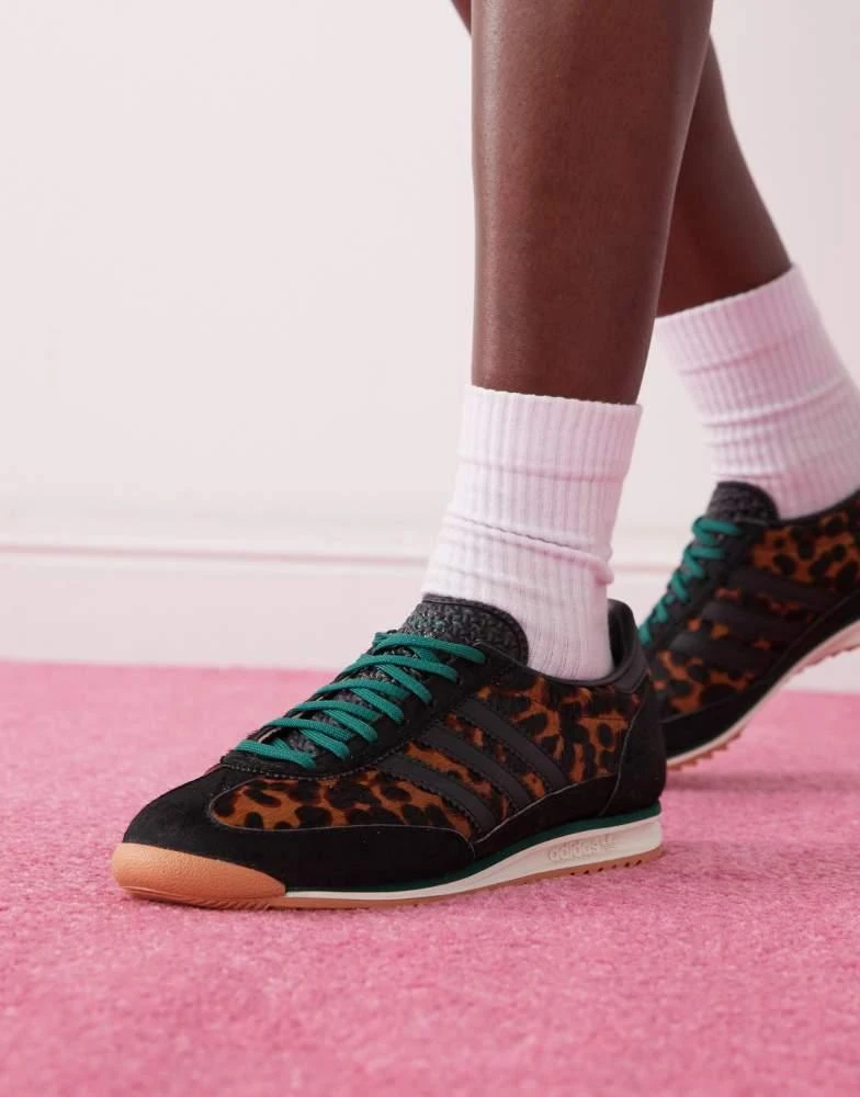 Adidas adidas Originals SL 72 OG trainers in leopard print and black - BLACK 1