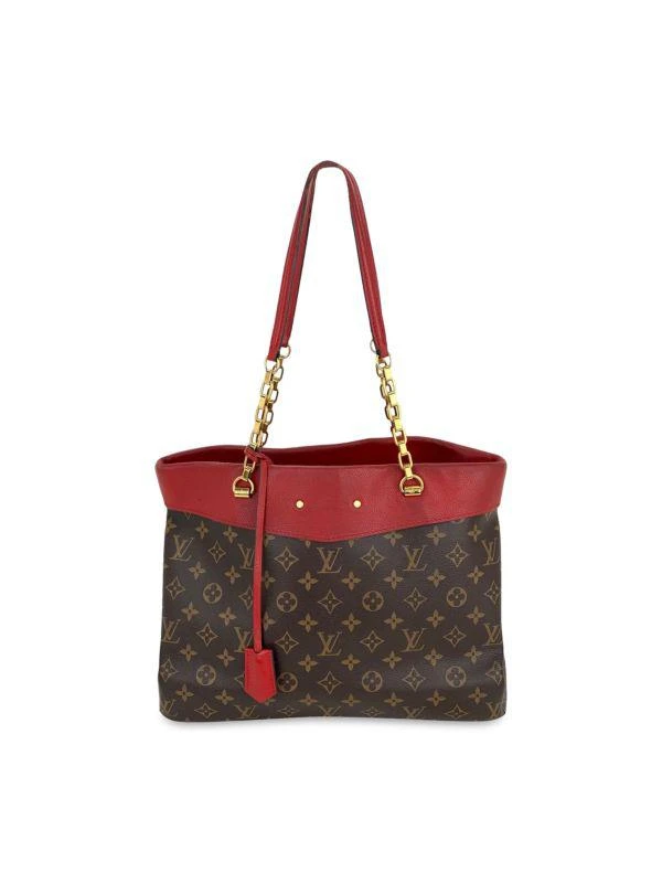 Louis Vuitton Louis Vuitton Monogram Canvas Red Leather Pallas Shopper Hand Tote Bag Preowned 1