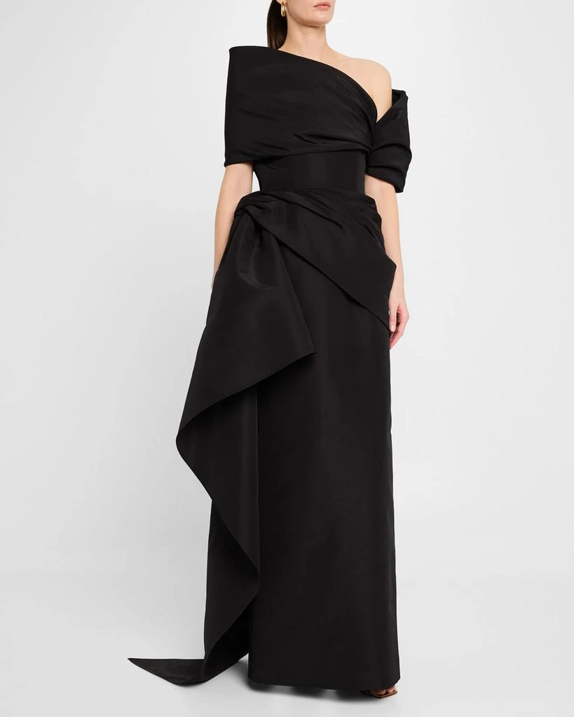 Oscar de la Renta Draped Faille Off-The-Shoulder Gown 4