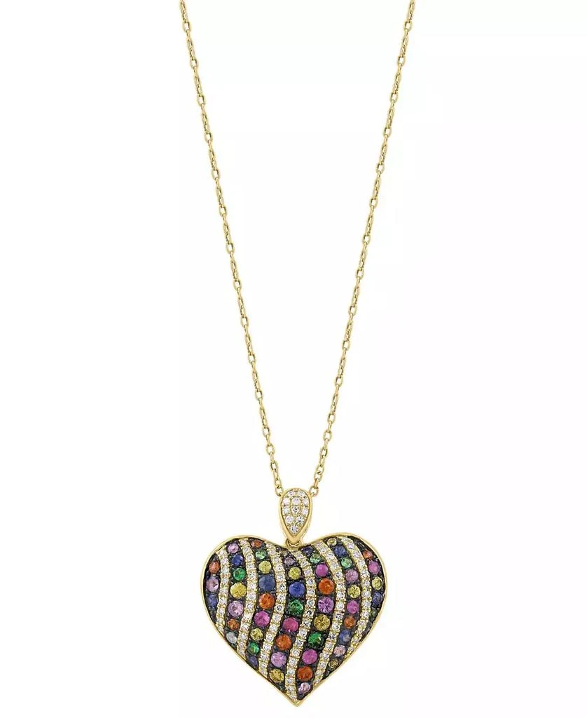 Effy Multi-Sapphires (1-1/20 ct. t.w.), Green Garnet(1/6 ct. t.w.) 
Diamond (1/3 ct. t.w.) Pendant Necklace in 14k Yellow Gold