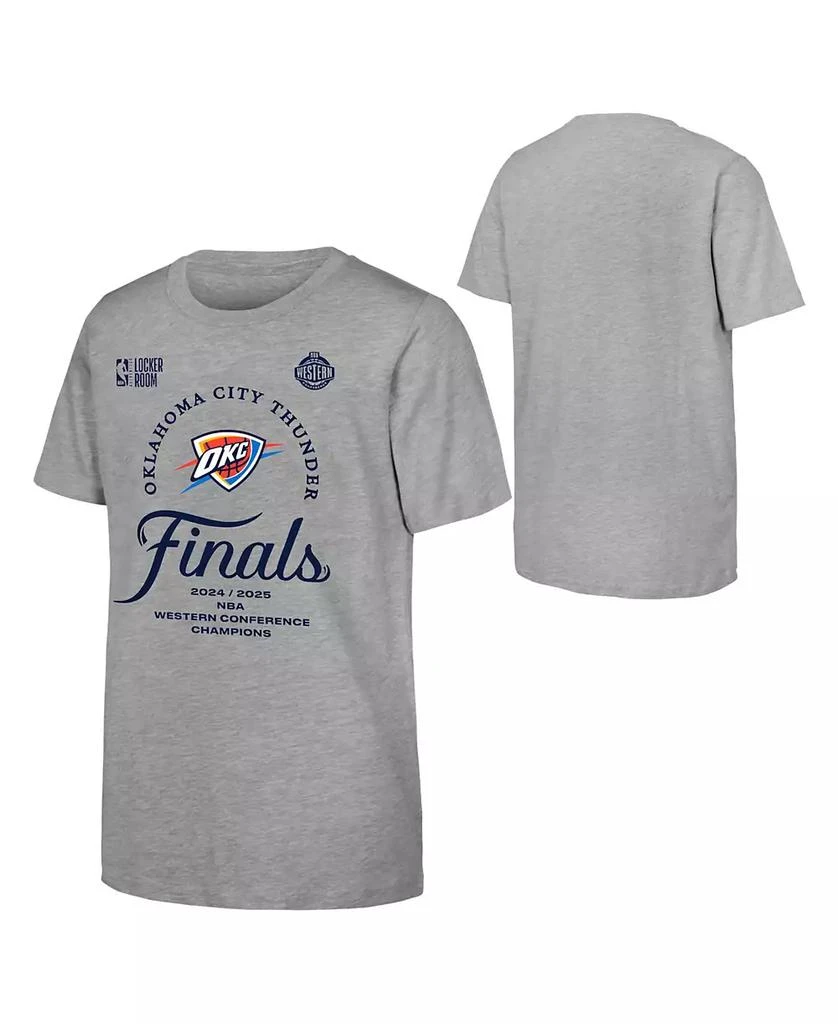 Fanatics Big Boys and Girls Gray Oklahoma City Thunder 2025 NBA Western Conference Champions Locker Room T-Shirt 1