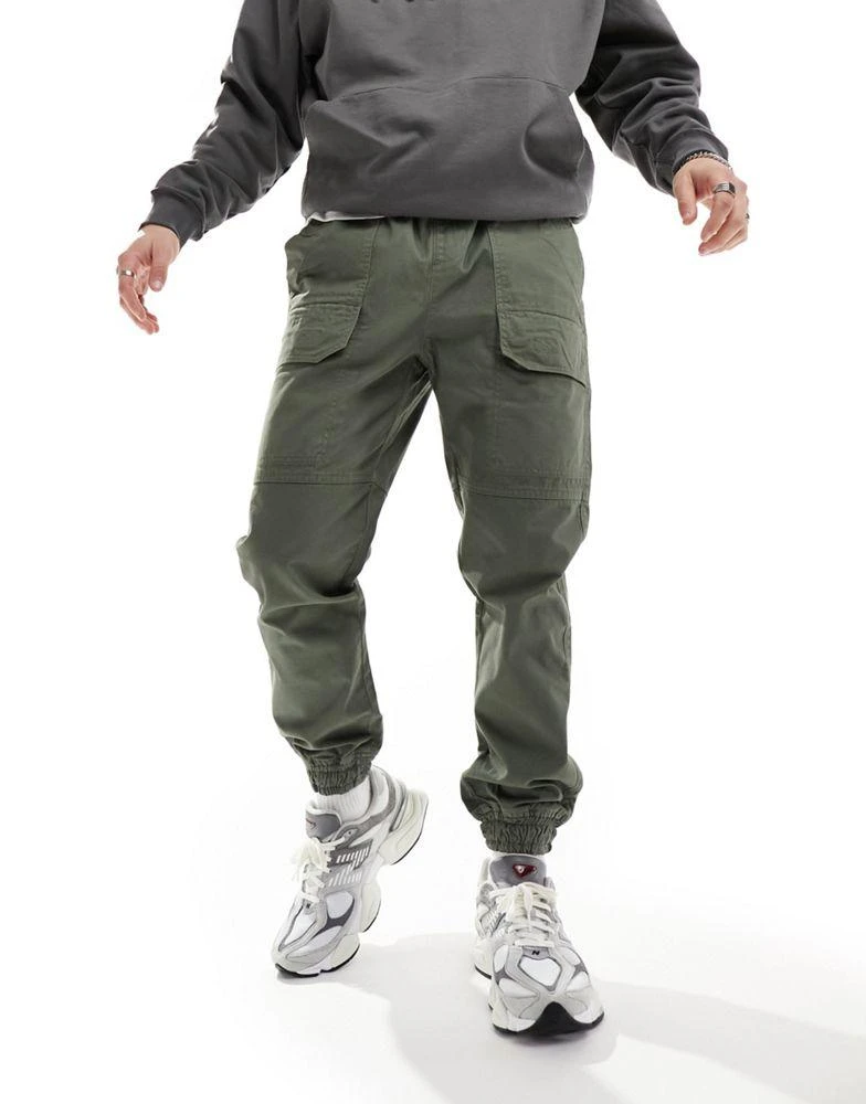 Another Influence Another Influence front pocket cargo trousers in washed khaki 3
