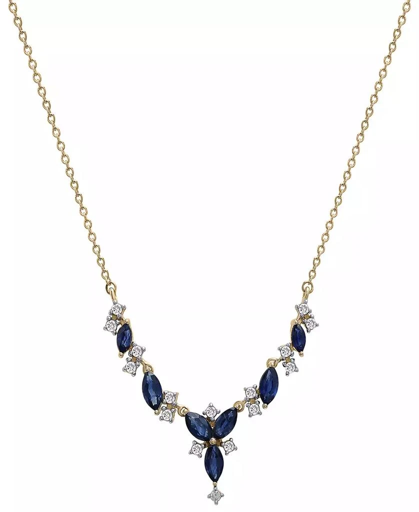 Macy's Sapphire (1-1/4 ct. t.w.) & Diamond (1/5 ct. t.w.) Cluster 17" Statement Necklace in 14K Gold 1