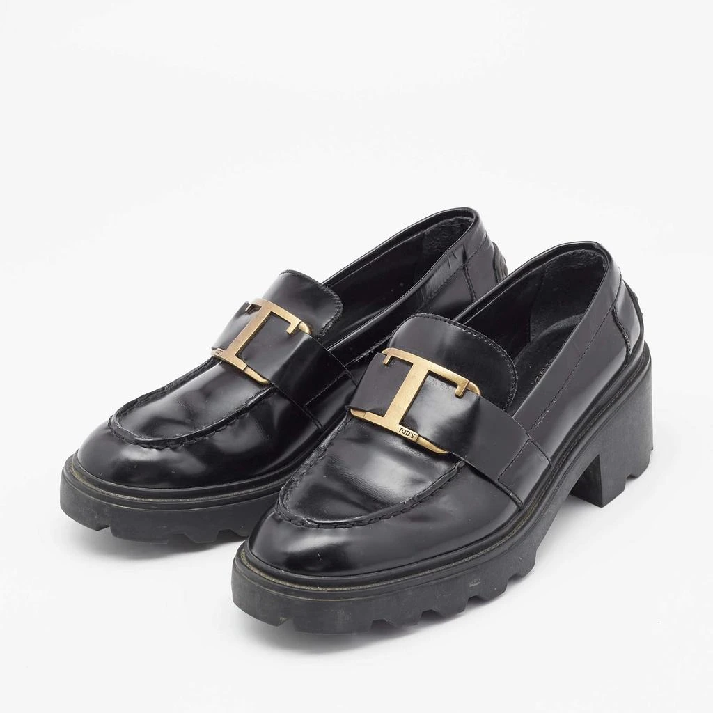 Tod's Tod's Black Leather Platform Loafers Size 37 2