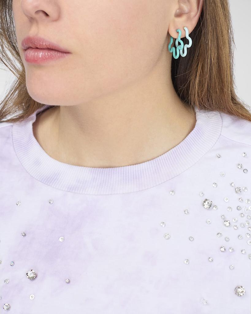 Bea Bongiasca Two-Tone Asymmetrical Flower Earrings with Enamel
