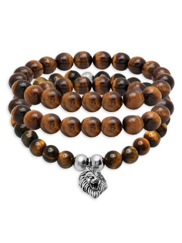 Anthony Jacobs 3-Piece Stainless Steel & Tiger's Eye Bracelet Set 1