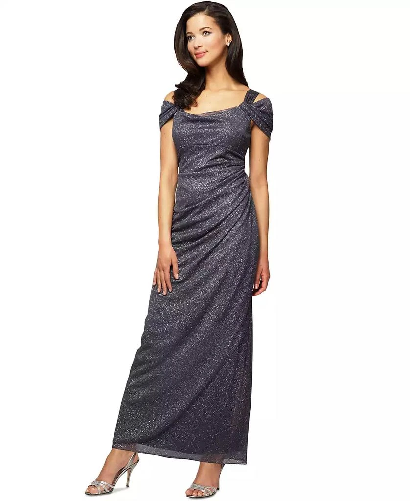 Alex Evenings Alex s Cold-Shoulder Draped Metallic Gown 1