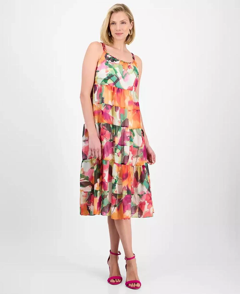 Robbie Bee Petite Printed Sleeveless Tiered Midi Dress 3