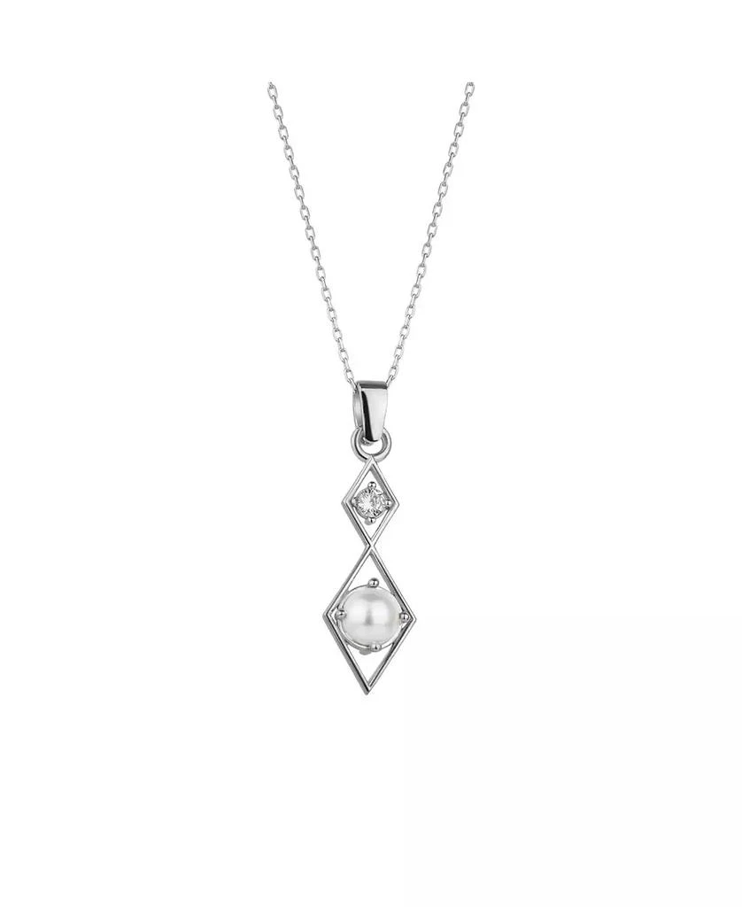 Spero London Sterling Silver Rhombus 3D Pearl Necklace