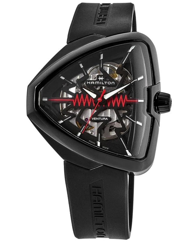 Hamilton Hamilton Ventura Elvis80 Auto Black Skeleton Dial Rubber Strap Men's Watch H24535331 1