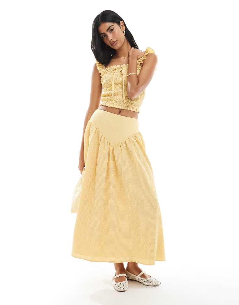 Daisy Street Daisy Street drop waist maxi skirt in yellow gingham co-ord