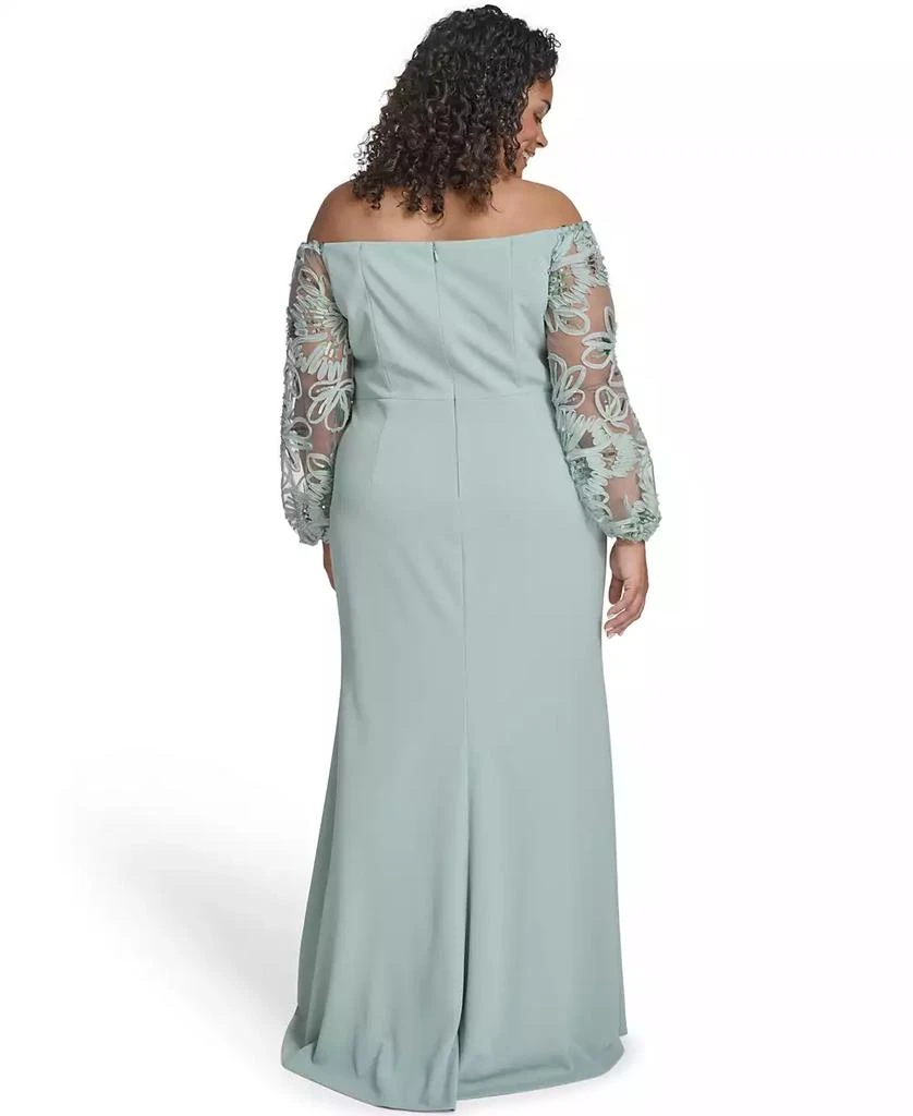 Eliza J Plus Size Floral-Sleeve Long Gown 5