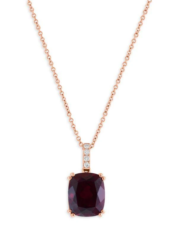 Effy 14K Rose Gold, Lab Grown Ruby & 0.08 TCW Lab Grown Diamond Pendant Necklace 1