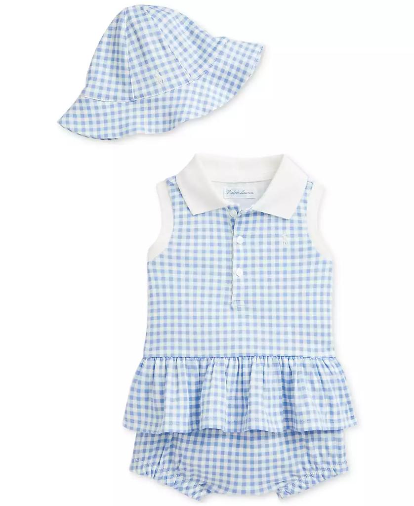 Ralph Lauren Baby Gingham Hat, Peplum Polo Shirt & Hat Set