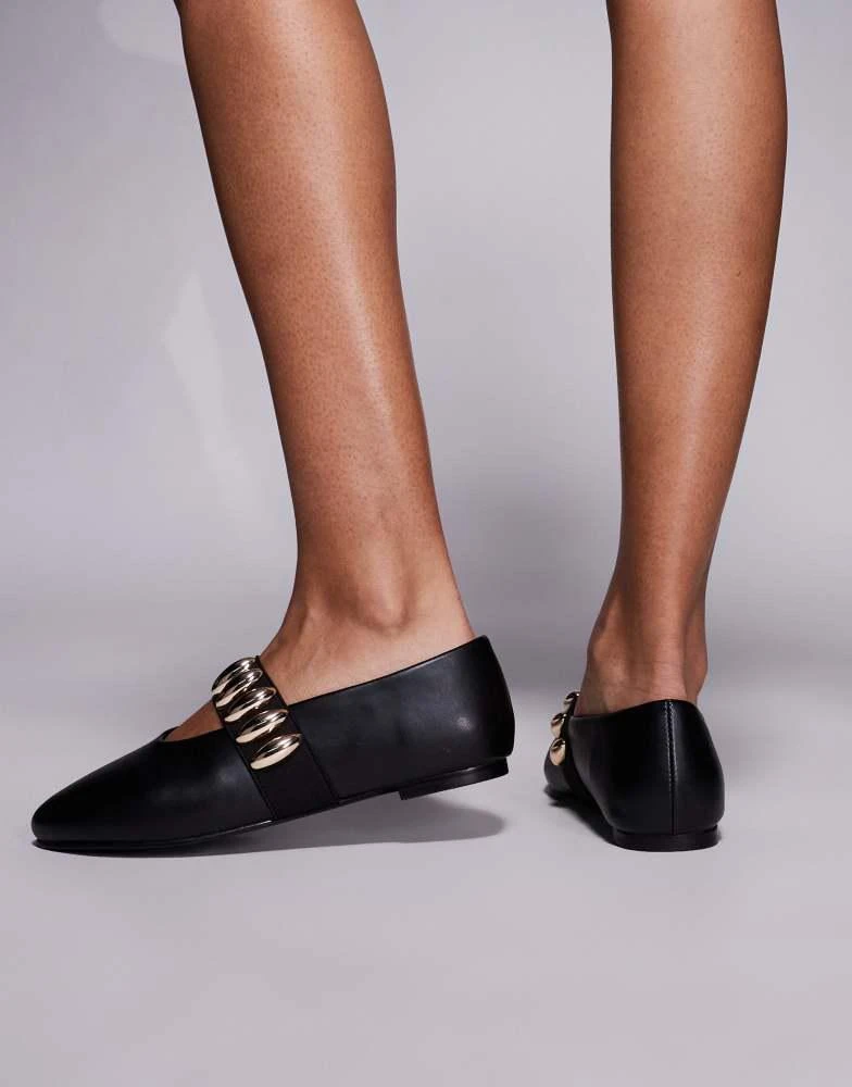 Public Desire Public Desire Harmonica ballet flats with hardware detail in black 3