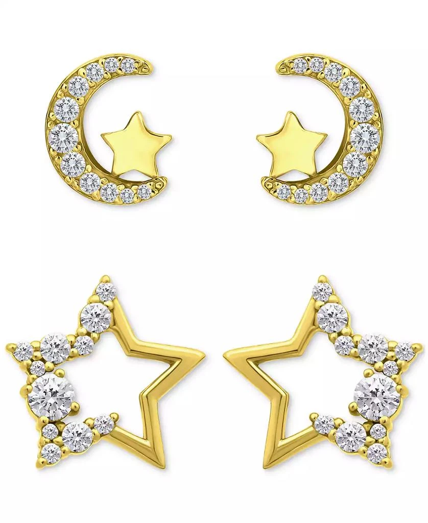 Giani Bernini Cubic Zirconia Half Moon & Star 2-Pc. Set Stud Earrings (1-3/8 ct. t.w.) in 18k Gold over Sterling Silver, Exclusively at Macy's 1