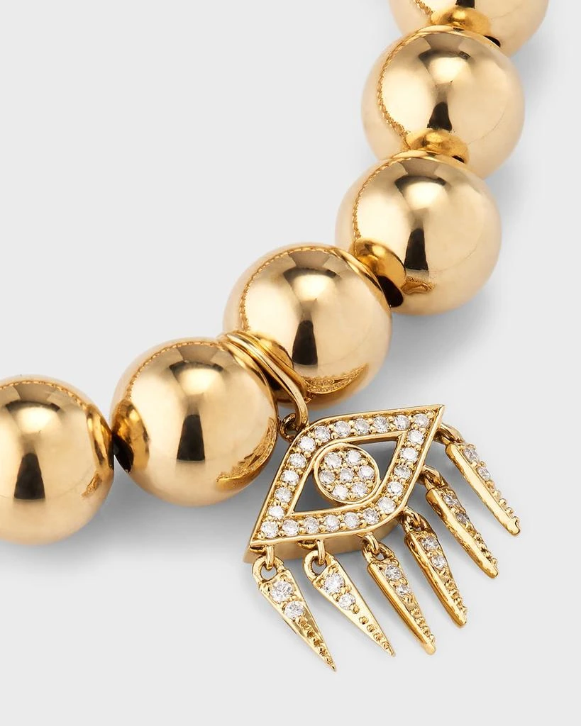 Sydney Evan Evil Eye Diamond Fringe Charm on Beaded 14K Yellow Gold Bracelet 3