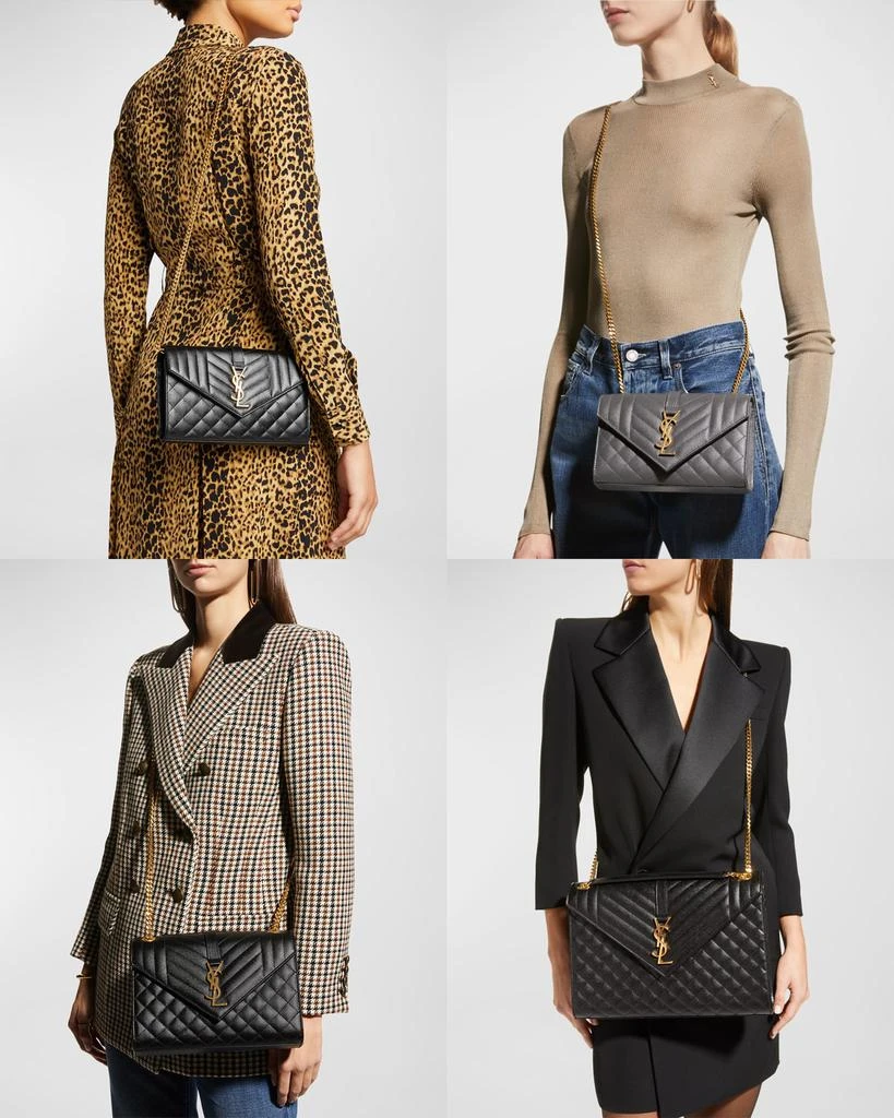 Yves Saint Laurent Envelope Triquilt Medium YSL Shoulder Bag in Grained Leather 3