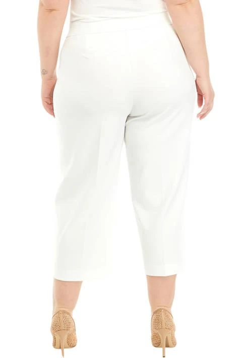 AK Anne Klein Anne Klein Plus Size Pull On Tie Front Wide Leg Cropped Pants 2