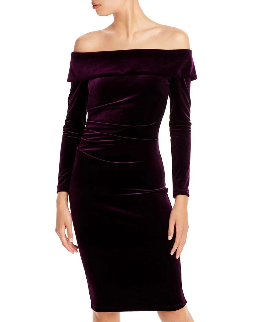 AQUA Off The Shoulder Velvet Dress - Exclusive 2