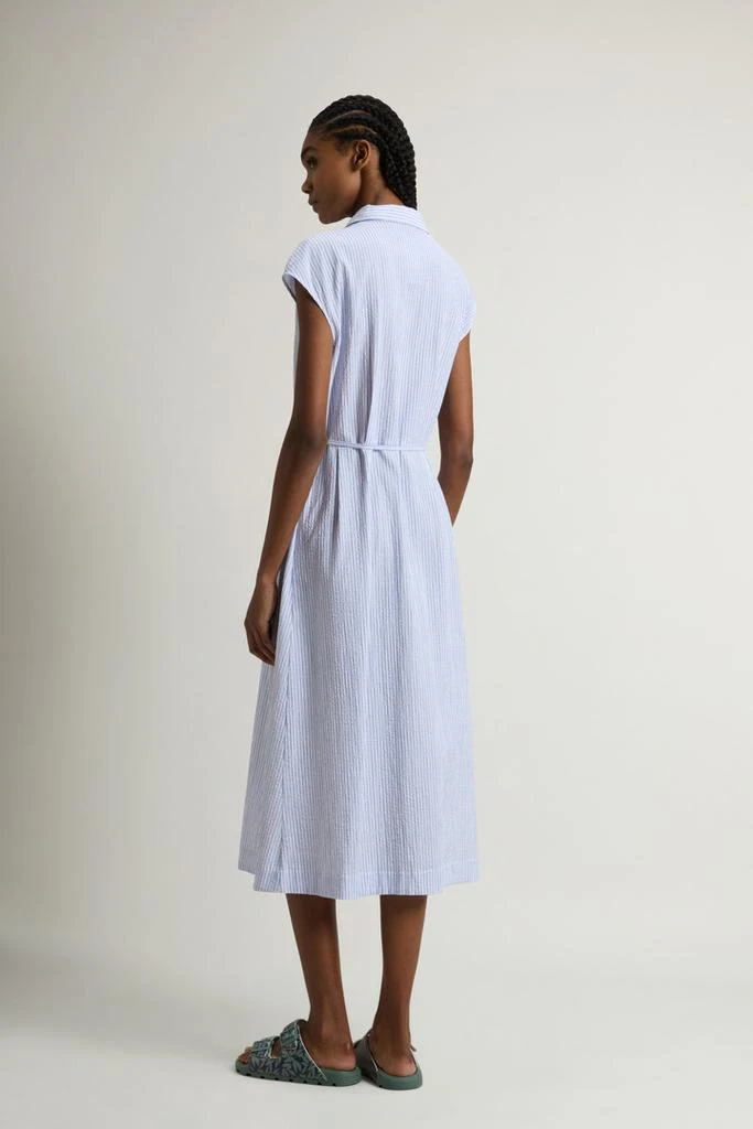 Woolrich Stretch Seersucker Cotton Shirt Dress - Women - Blue 3