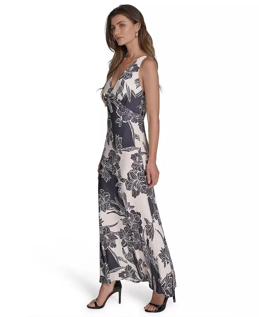 HALSTON Women's V-Neck Sleeveless Satin Gown 3