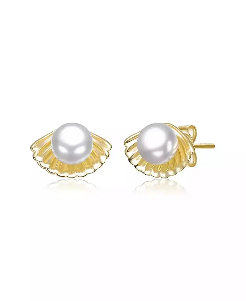 GiGiGirl Teens Elegant Plated Pearl Seashell Stud Earrings