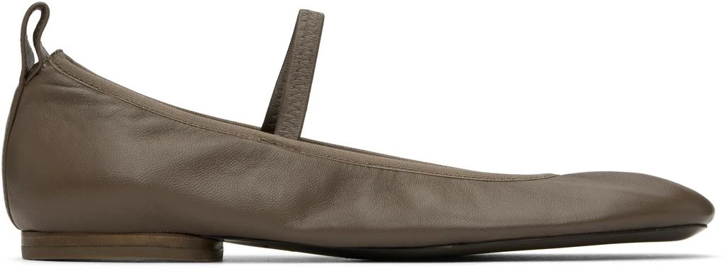Lemaire Taupe Square Flat Ballerina Flats 1