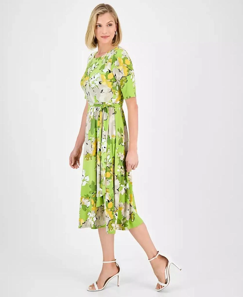 Kasper Women's Floral-Print Belted Fit & Flare Dress, Regular & Petite 2