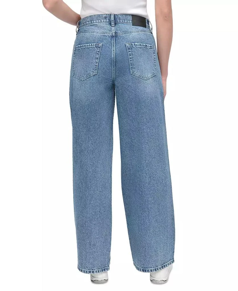 DKNY Women's Rhinestone High-Rise Wide-Leg Jeans 10