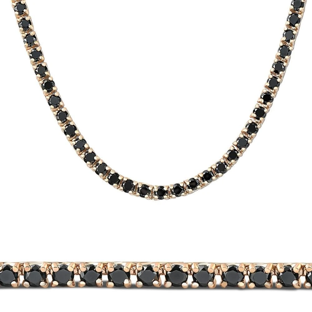 Pompeii3 10Ct Black Diamond Tennis Necklace 18" 14k Yellow Gold