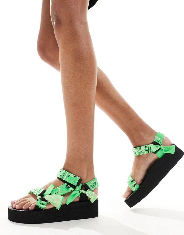 Arizona Love Arizona Loves Trekky neon bandana sandals in green exclusive to ASOS 3